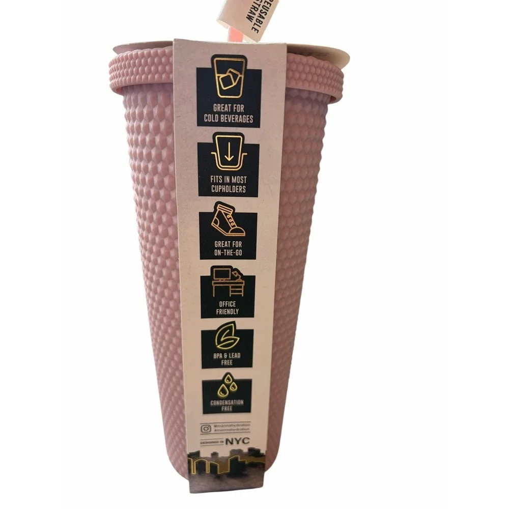Manna Studded‎ Tumbler 24oz pale pink